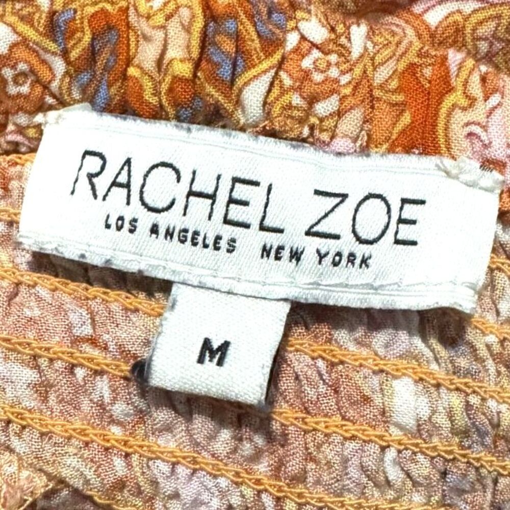 Rachel Zoe Maxi Skirt Medium Rust Orange Paisley Boho Smocked Waist Buttons - Picture 4 of 5